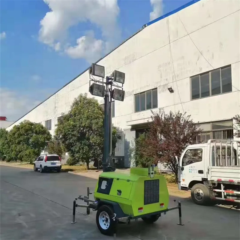 9m Telescopic Mobile High Mast Diesel Generator Led Light Tower Trailer Mobile Lighting Tower