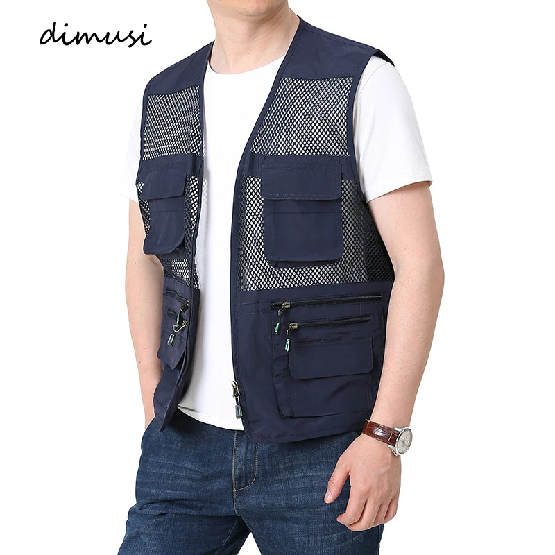 Summer Men's Hiking Mesh Vests Outdoor Men Quick Dry Climbing Multi-pocket Waistcoat Man Photography Fishing Work Vests Clothing
