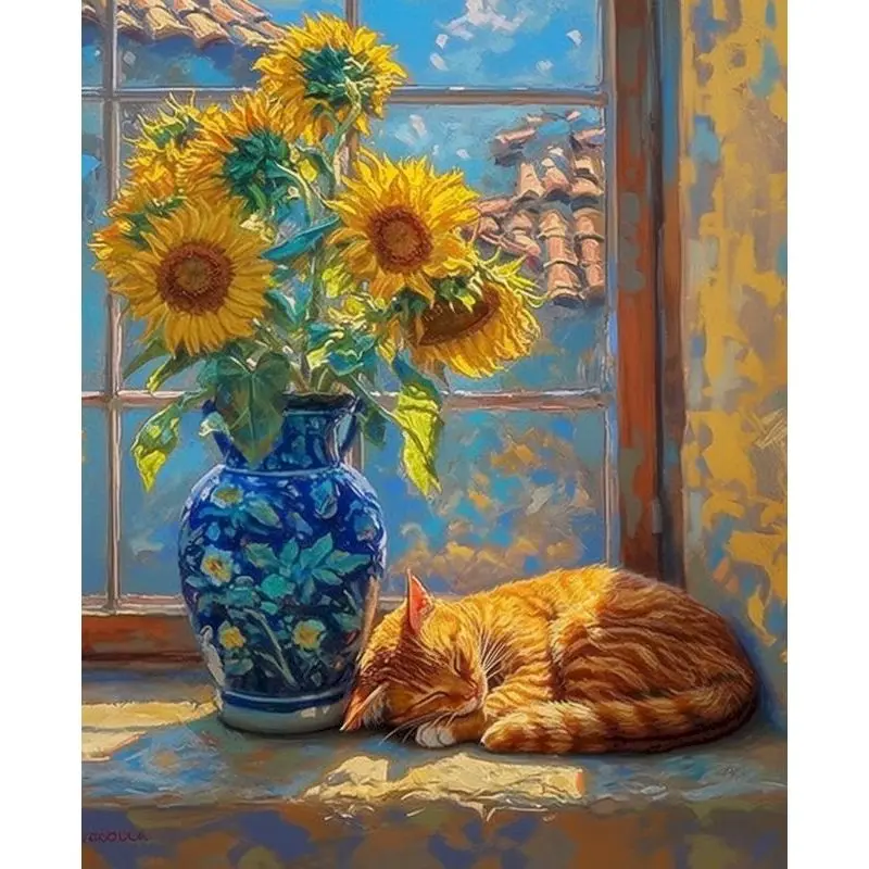 

GATYZTORY DIY Pictures By Numbers Cat Kits Coloring By Number Animal Hand Painted Picture Art Drawing On Canvas Gift Home Decor