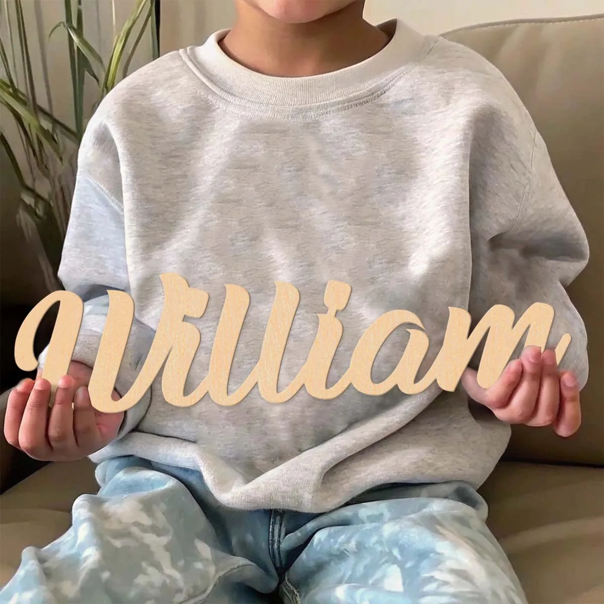 1pc Cartoon william example Custom Name Wood Material Wooden Plaque Laser-Cut Sign Handcrafted