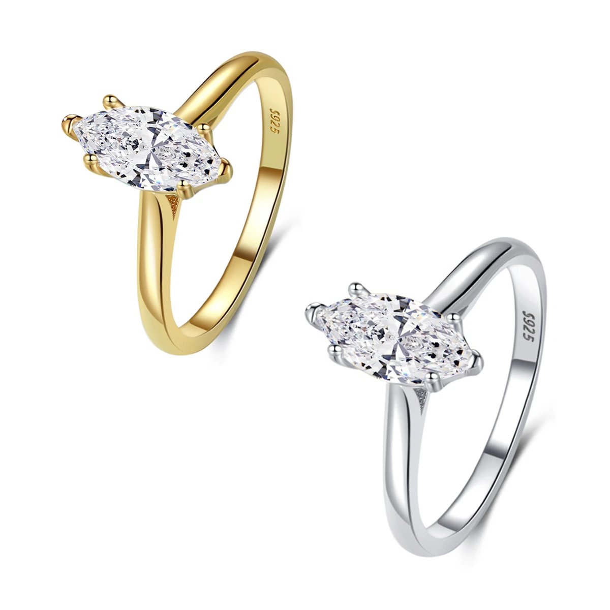

PANQDIY 925 Sterling Silve Wedding Ring Electroplating 18K Gold and Platinum Gold Zircon Engagement Ring Exquisite Women's Rings