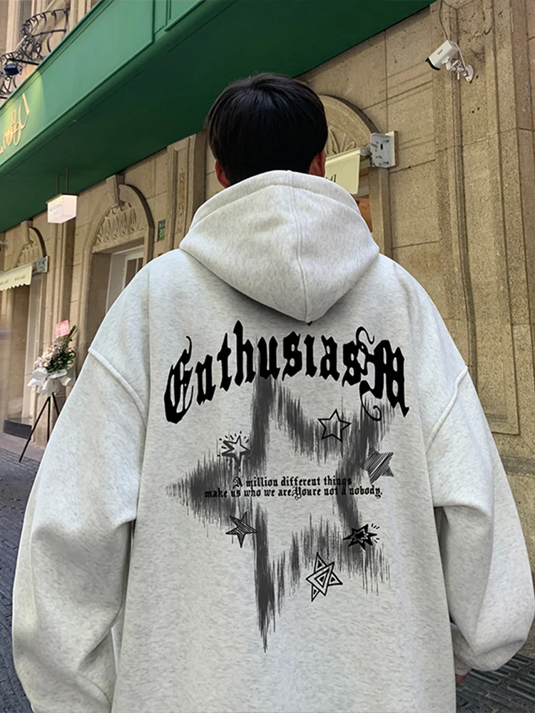 

Street Style Hoodie Men's Thickened Autumn Winter New Style Heavyweight Hardwearing Hooded Jacket Casual Comfortable Sweatshirt