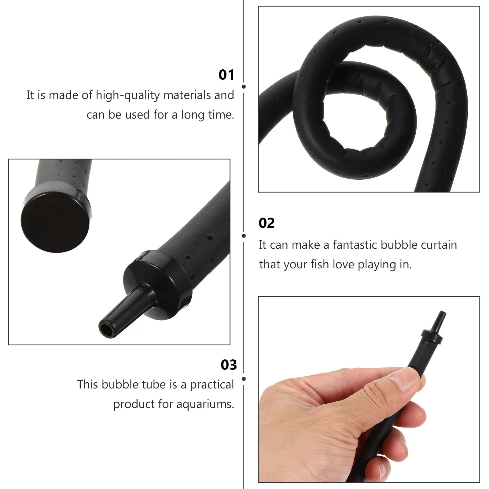 

2pcs Aquarium Oxygen Bubble Tube Flexible Rubber Fish Tank Air Diffuser For Bubbles Wall Curtain Hose Pet Supplies