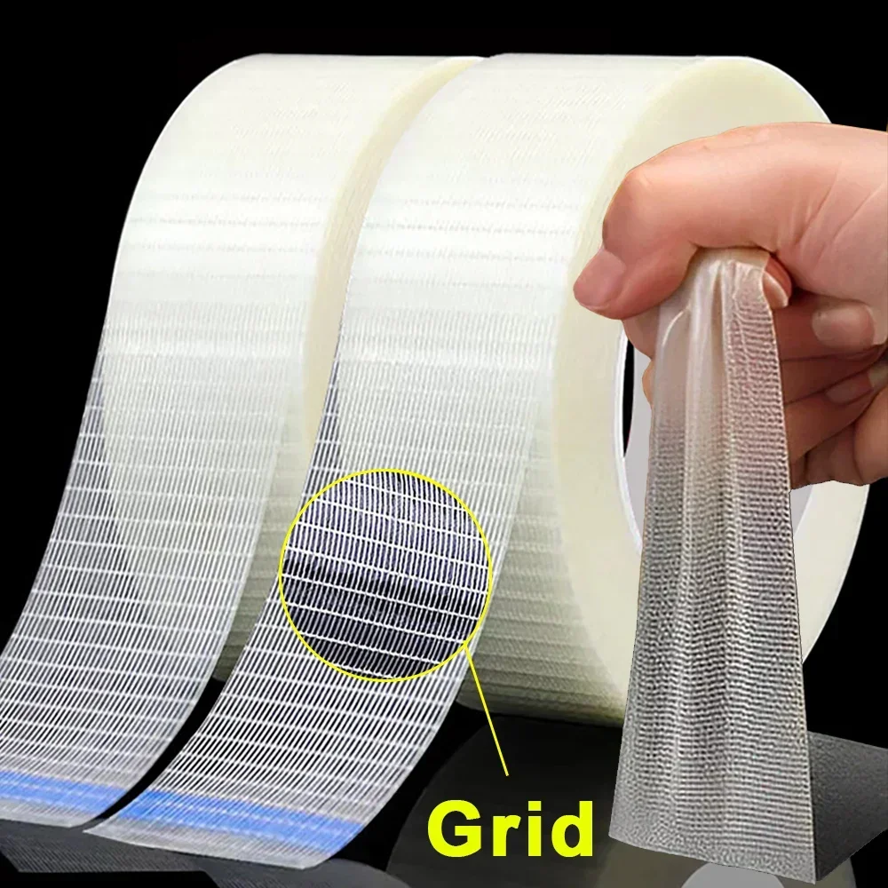 20M Single-Sided Fabric Tape Transparent Strong Sticky Mesh Tape Waterproof Traceless High Viscosity Grid Carpet Adhesive Tape