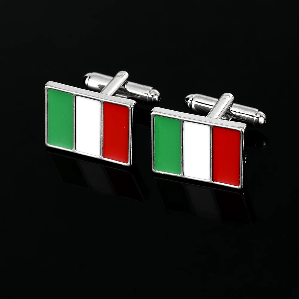Flag of Italy Cufflinks&Tie Clip Set Red White Green Bandiera d\'Italia Sleeve Button Jewerly Accessories