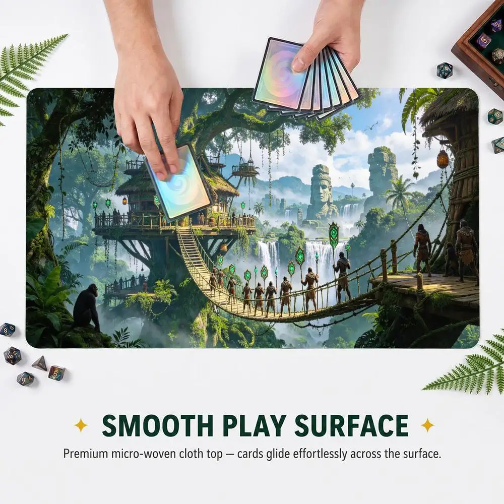 Jungle Giant Tribe TCG Gaming Mouse Pad Extended Card Desk Mat Stitched Edge Non‑Slip Keyboard Mat For Home Office CP Game Mat