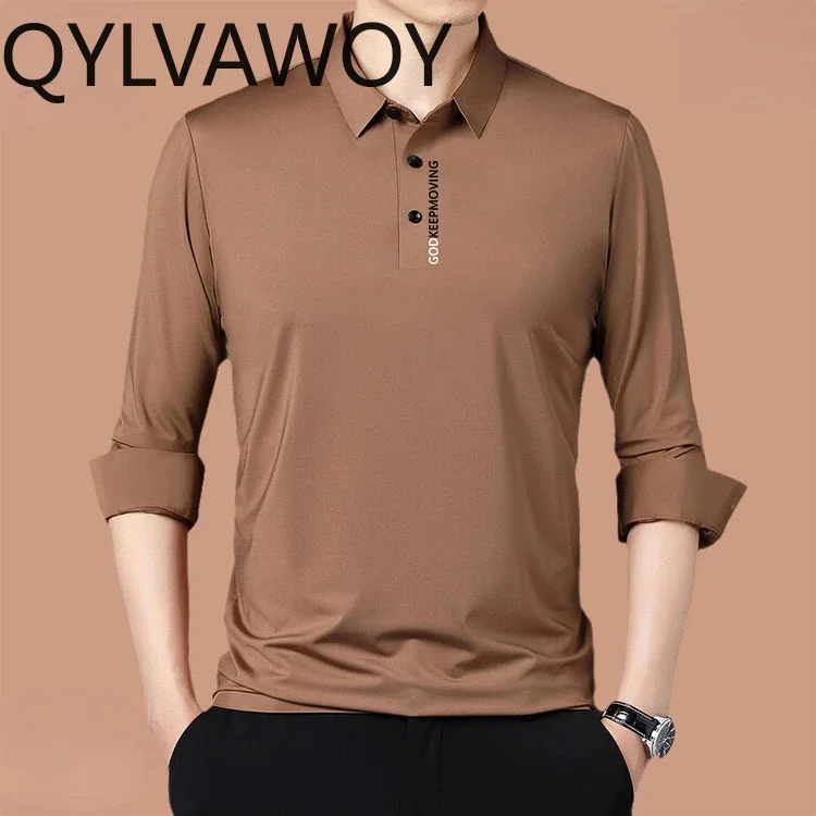 QYLVAWOY 100% Mulberry Silk Shirt for Men Clothing 2025 Summer Mens s T Homme Short Sleeve Top Black Рубашка