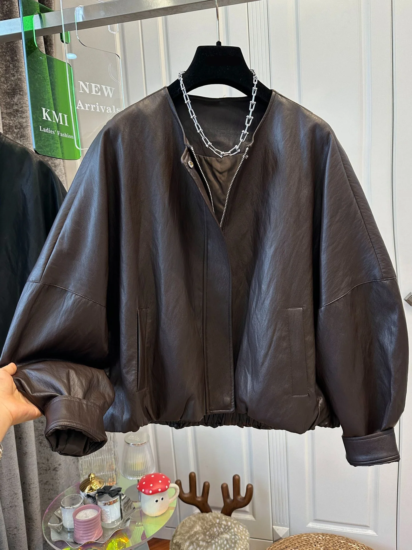 Unieke Sli ronde Ne Long Sve losse bovenkleding Dames Veelzijdig Jaet Lente Herfst Europees ontwerp Afslankeffect