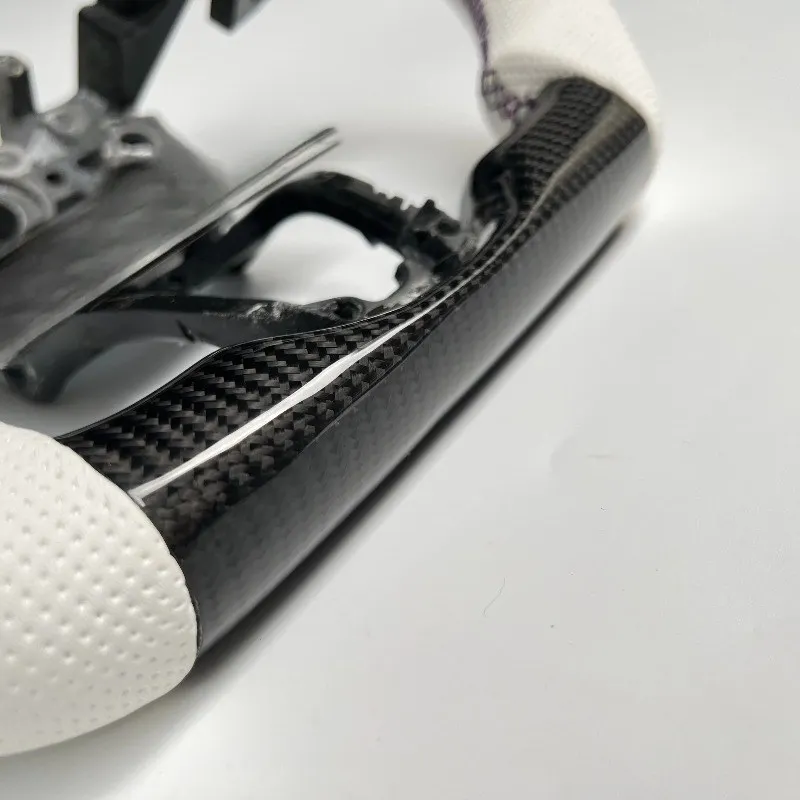 CCExcellent Hot Sales Matte Carbon Fiber F1 Shape Thumb Grips for 8th White Leather Steering Wheel