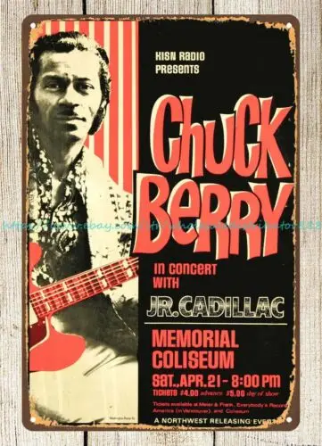 1973 Chuck Berry Portland Memorial Concert Poster metal tin sign cute home decor