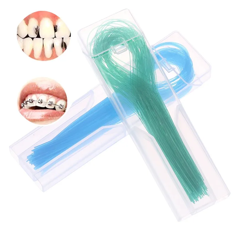 100Pcs Dental Floss Threader Dentals Tractions Line Oral For Crown Bridge Implant Hoop Threading Braces Steel traction Parts
