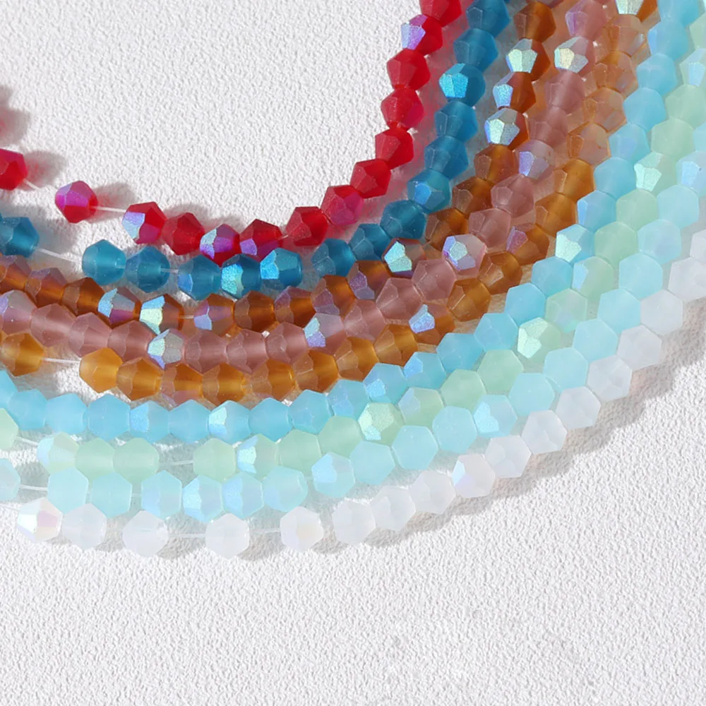 1Strand 4mm Frosted Color Plated Czech Diamond Glass Beads Clothing Jewelry DIY Making Supplies Handmade Material Accessories
