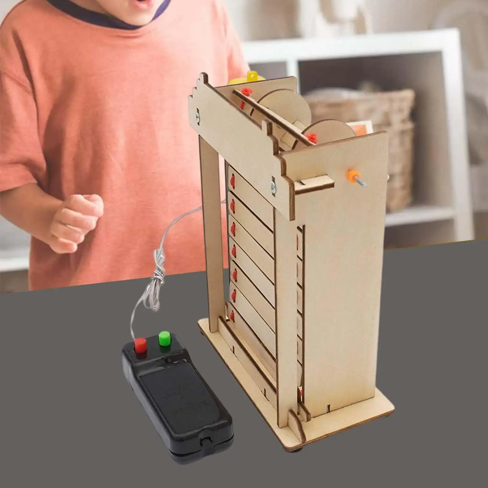 Kit de actividades en forma de puerta rodante eléctrica DIY, interacción educativa de madera