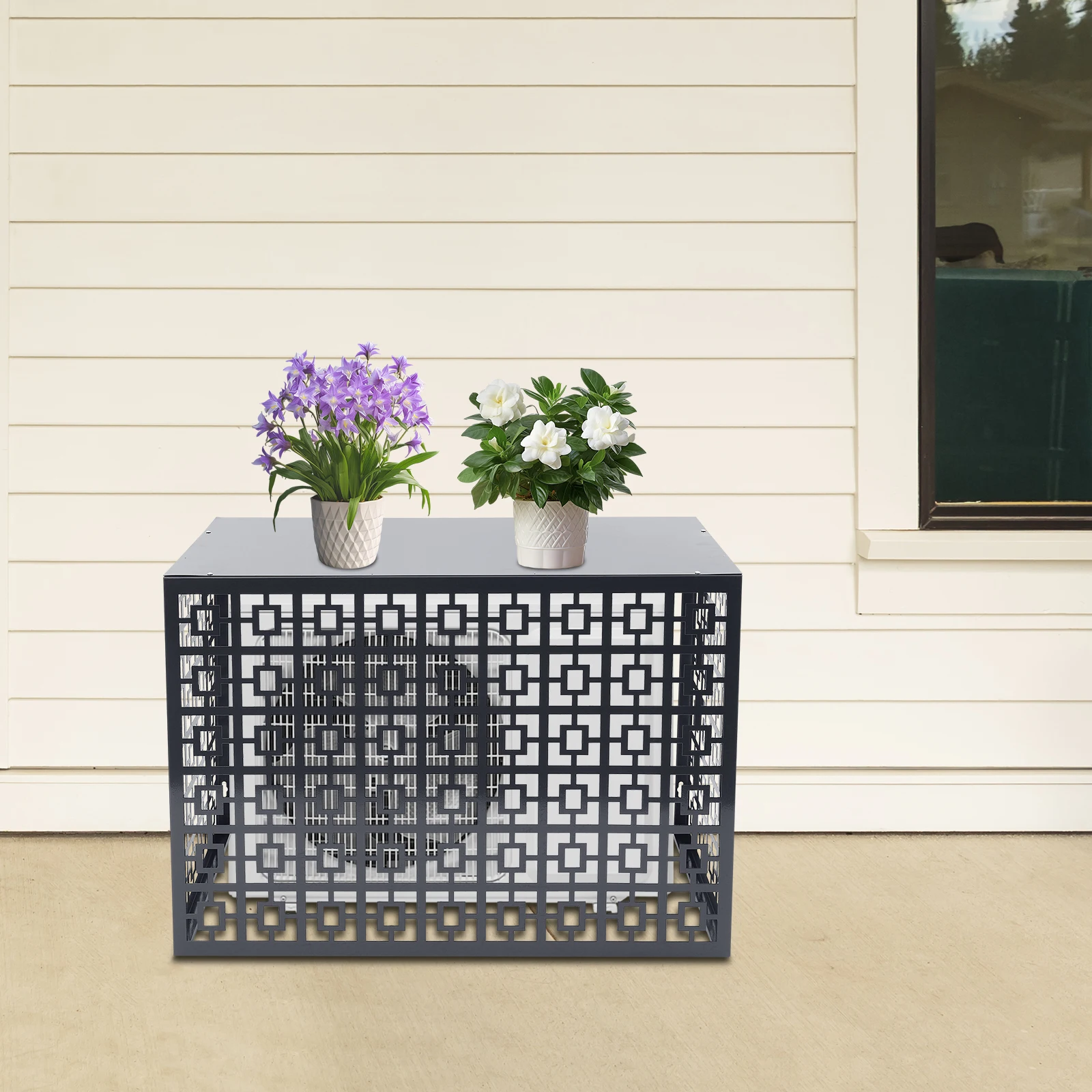 Dunkelgrauer Klimaanlagenzaun mit mehreren Szenen (AC-Schutz-/Blechzaun-/Poolenausrüstungszaun) – 43,3121,6531,5 Zoll Außengröße