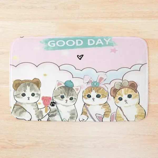 Cutie Kitty Carpet Bathroom Non-silp Flannel Doormat Suitable for Living Room Entrance Decorations Accessories Pads Bedroom Rugs