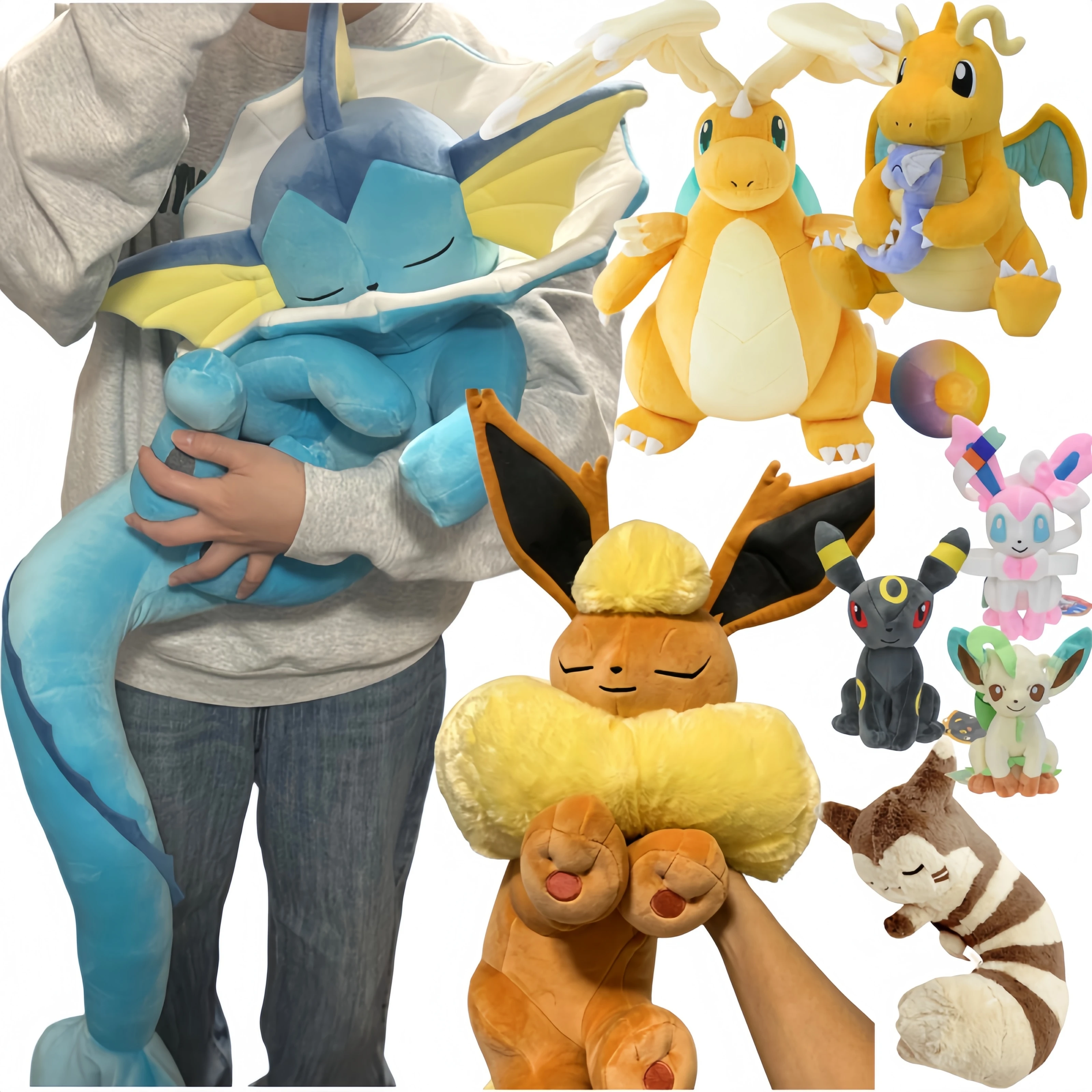 

Pokemon Plush New Eevee Evoli Sleep Plush Vaporeon Flareon Pikachu Furret Peluche Mega Dragonite Stuffed Toys Cartoon Gift