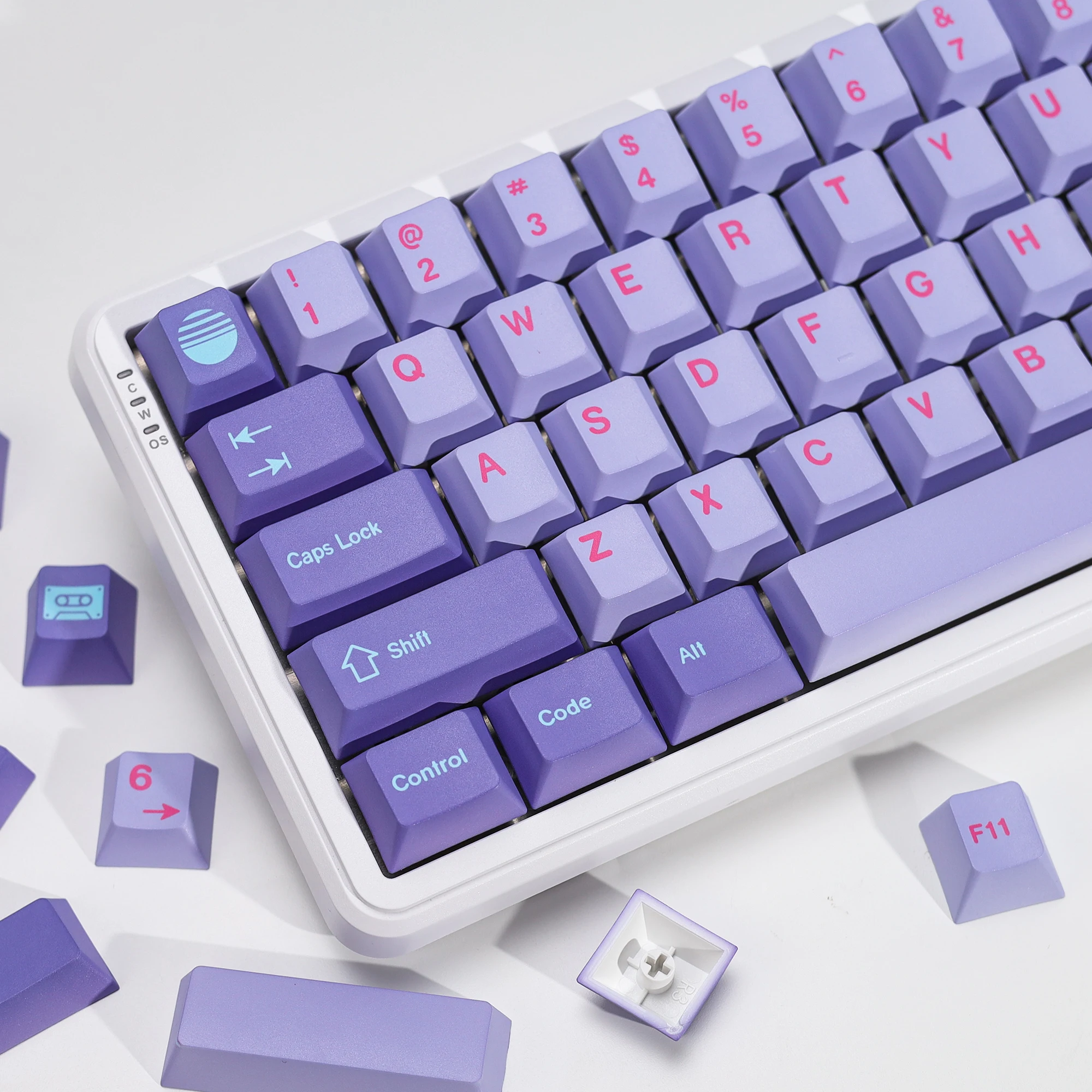 KBDiy GMK Keycaps Retro GMK Vaporwave Cherry Profile PBT Alice Keycap für 75 % magnetische Schalter Gaming Mechanisches Tastatur-Kit – Detail 17