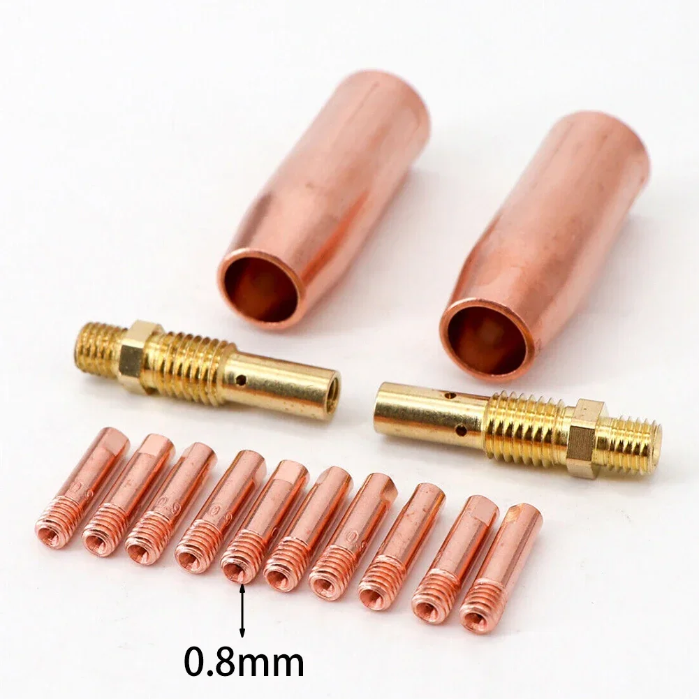 14pcs/set Welder Nozzle Part Kit MIG Welding For 100L Contact Tip Gas Diffuer Nozzle 0.6mm-1.2mm Welding Supplies