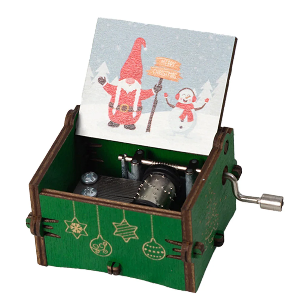 Elegant AesFor thetic of Wooden Hand Crank Music Box Featuring Beloved Christmas Melodies For Family GaFor therings