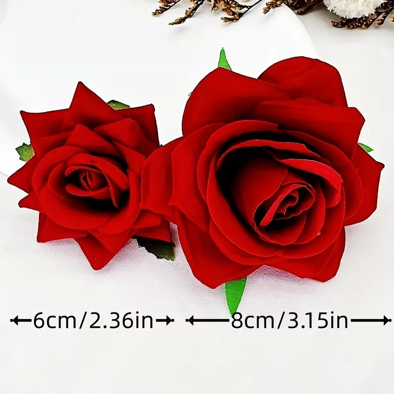 Eine modische und elegante Haarnadel in Rosenform, perfekt als Dekoration für ein Valentinstags-Dinner. – Detail 3