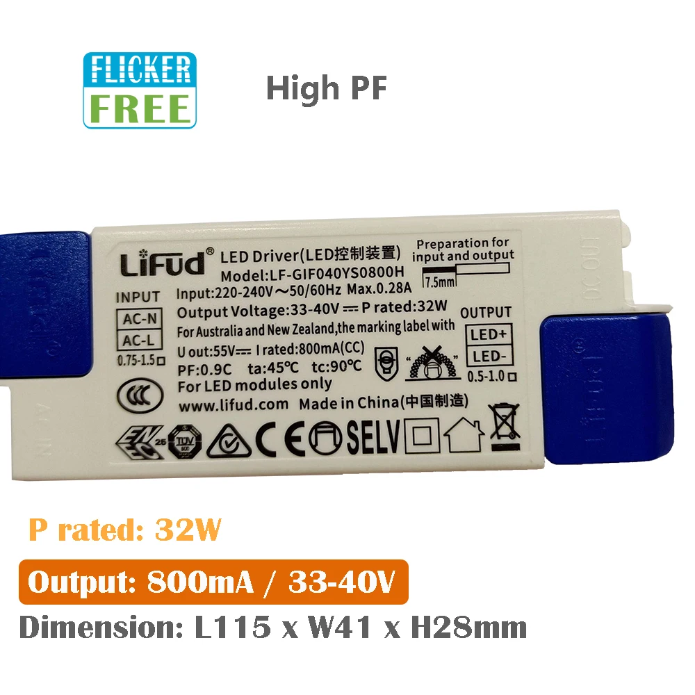 Lifud Driver LED senza sfarfallio per pannello luminoso 400mA 600mA 800mA 1000mA trasformatore PFC alto LF-GIF022 LF-GIF030 LF-GIF040