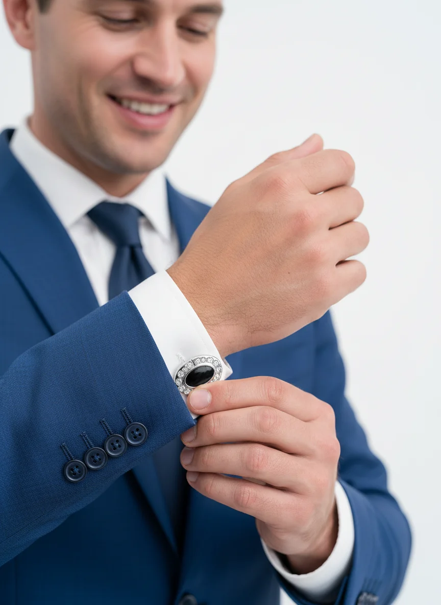 Funny Crystal Galaxy Mens Cufflinks Unique Whale Back Closure Oval Sleeve Button