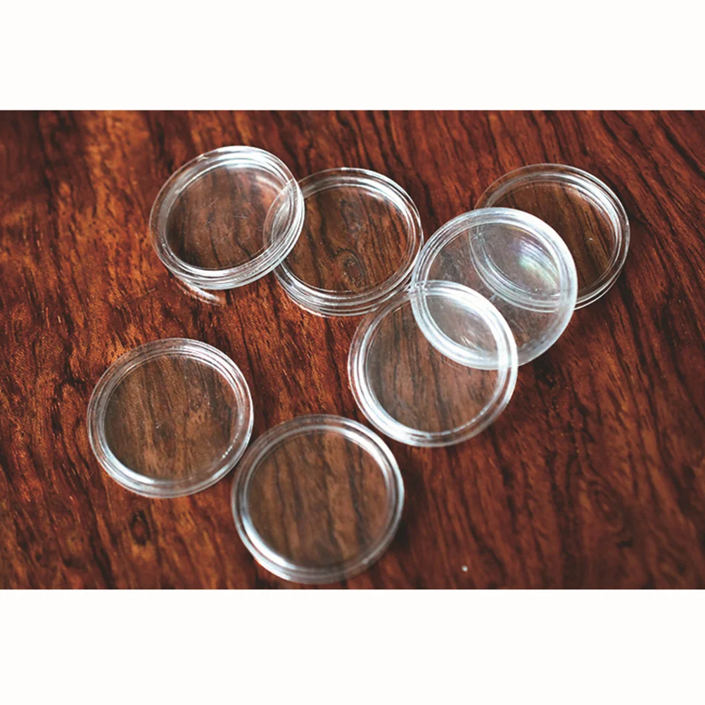 50PCS 28mm Coin Collection Protection Box Coin Box Crystal Transparent Small Size Round Box Coin case