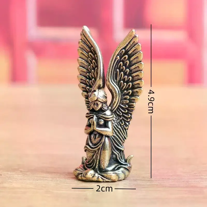 【Nuevo】1 Uds. Adorno de decoración del hogar, diosa de latón, Ángel guardián, estatua pequeña, personajes, figuritas en miniatura, manualidades de decoración de escritorio