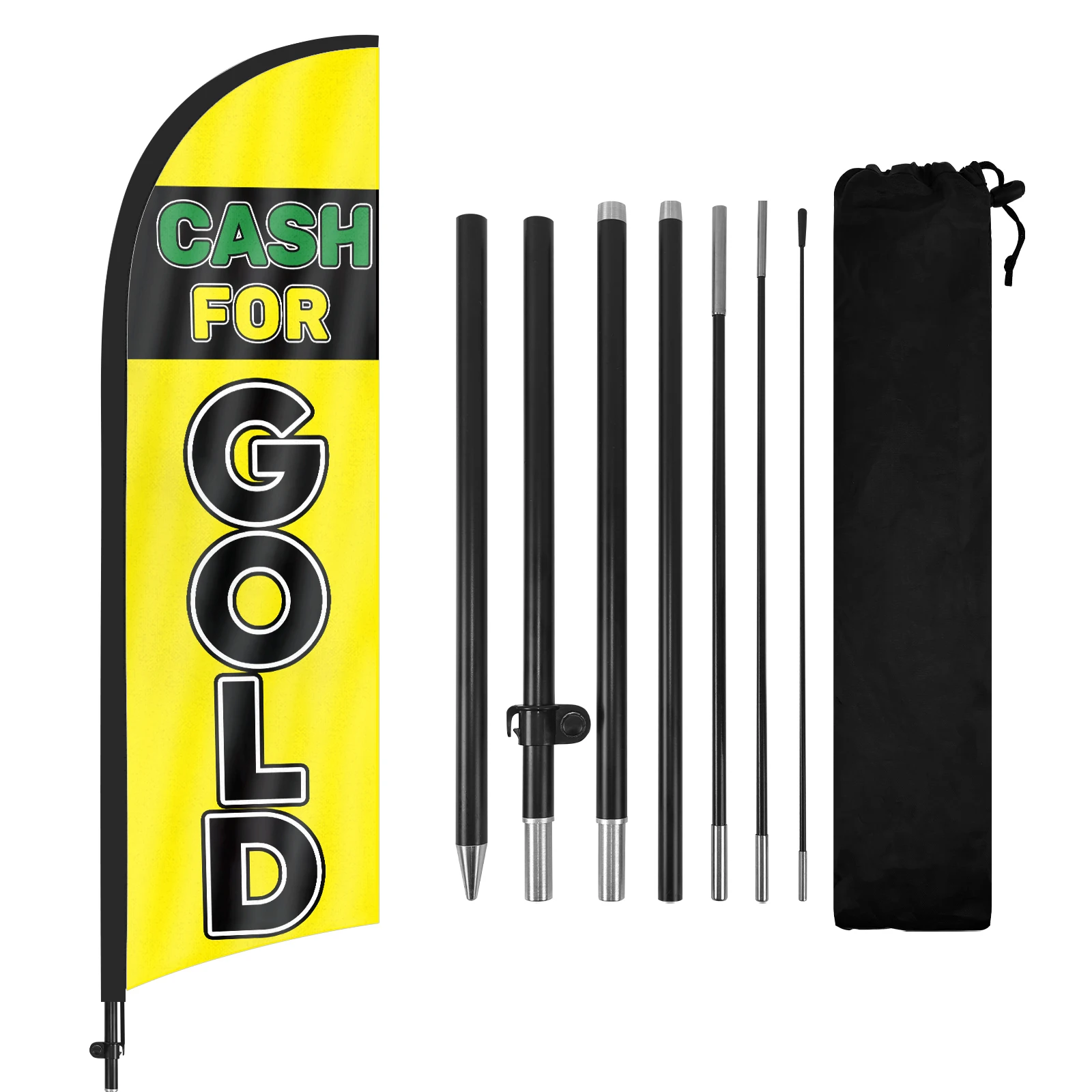 FSFLAG 1PCS 280CM The Gold Feather Flag with Flagpole Advertising Outdoor Banner Decoration for Business and Storefront