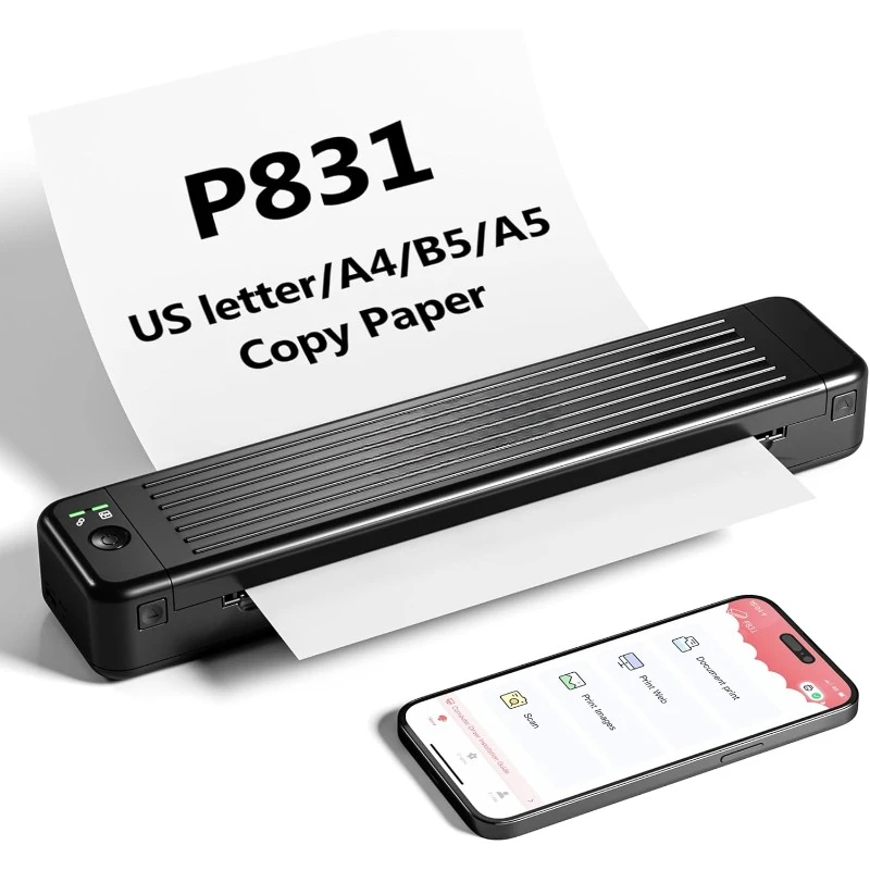 Portable Printer, Wireless Printers for Home use,8.5 x 11 White, Thermal Transfer Printer Compatible With Laptop，home.