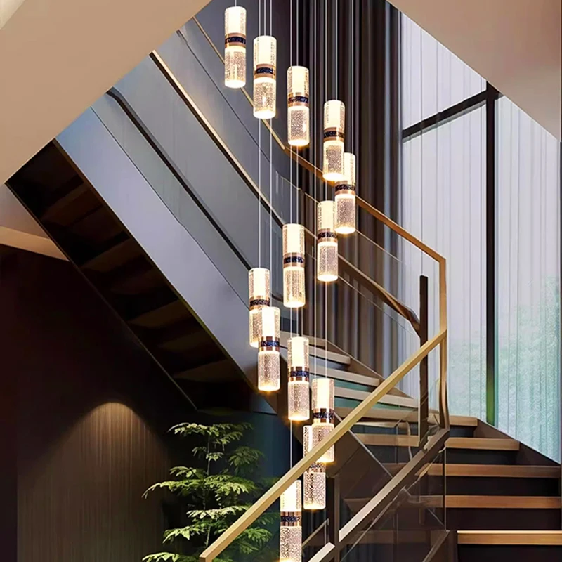 Imagem -04 - Modern Crystal Chandelier For Home Decoration Stair Pendant Lamp Living Room Pendant Lights Iluminação Interior