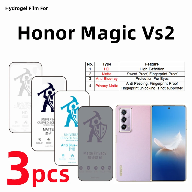 3pcs HD Outer Hydrogel Film For Honor Magic Vs2 Matte Screen Protector For Magic Vs2 Eye Care Anti Spy Matte Protective Film