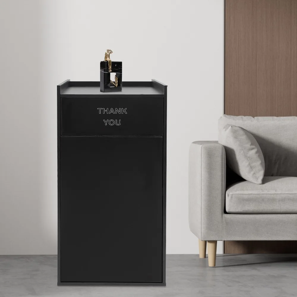 

Шкаф для мусора в ресторане, 40-галонная деревянная корзина для мусора коммерческого класса, корзина для мусора для пищевых отверстий (черный)