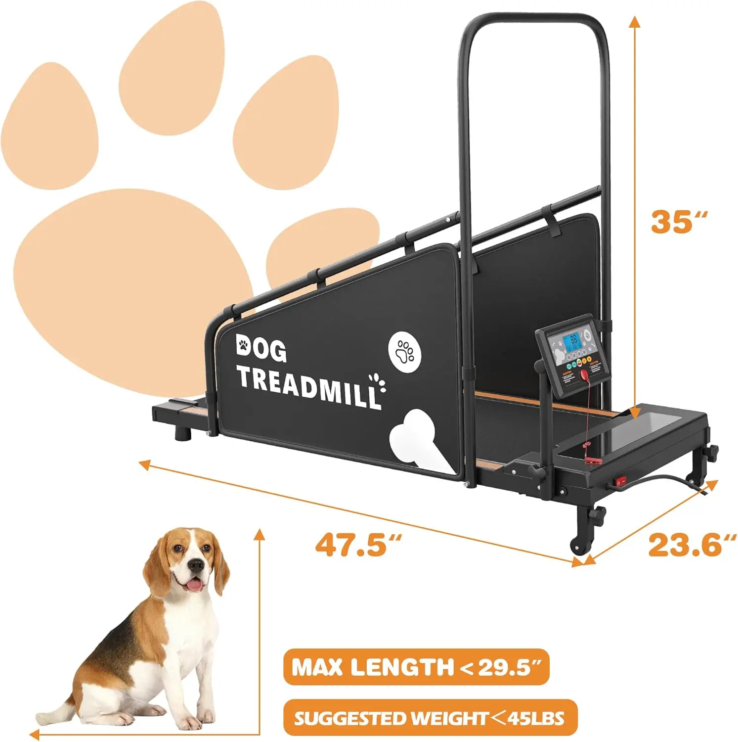 Máquina para correr para perros pequeños y medianos, de poco ruido y uso en interiores con pantalla LCD y control remoto