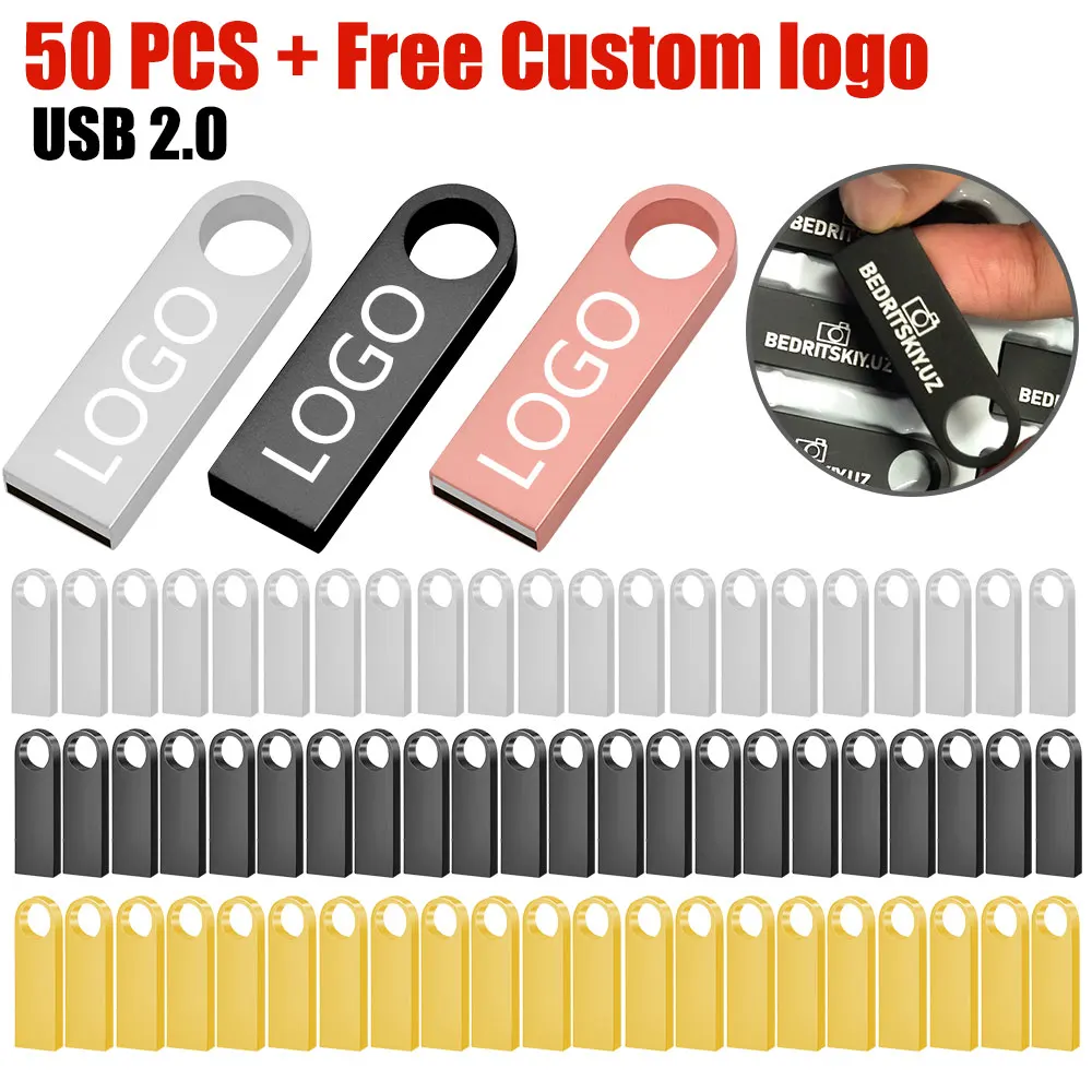 50 pz/lotto Pen Drive ad alta velocità 16GB 32GB chiavette usb 128GB chiavetta usb 64GB memoria Usb 2.0 Flash Disk 8GB 4GB logo personalizzato