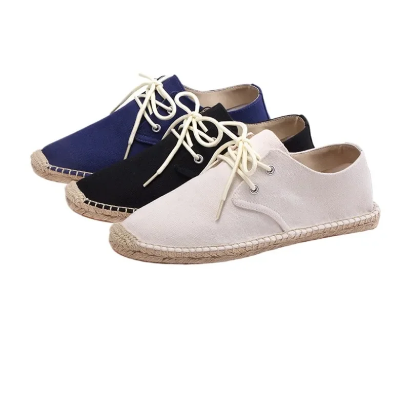 Fashion Fisherman Shoes Flat Mens Casual Shoes Breathable Cloth Brand Male Footwear Black Beige Blue Plus Size 45 D193