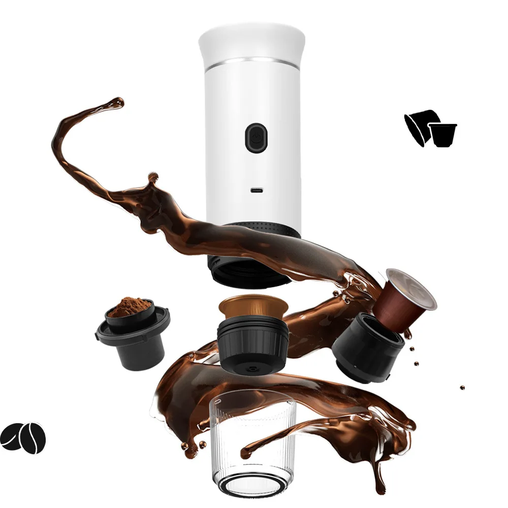 

Портативная кофемашина для капсульного кофе с подогревом, на батарейках, для итальянского эспрессо, универсальный размер кофейного порошка