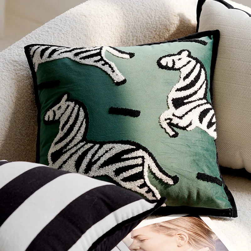 30x50/45x45CM Luxury Embroidered Throw Pillow Cover Pony Animal  Stamping Waist Cushion Cover Decor Home Decorative Pillowcase