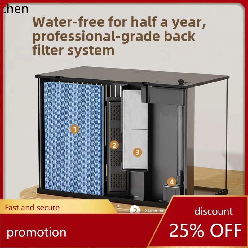 

HXL glass smart fish tank desktop living room small landscaping ecological home aquarium