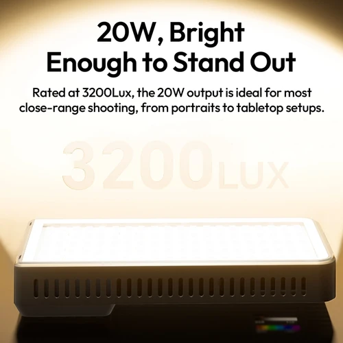 Imagen 2 del producto ​ Ulanzi K20RGB 20W Panel de luz de relleno 1800K-9000K y RGB luz de vídeo a todo Color luz de relleno para cámara fotografía de teléfono inteligente