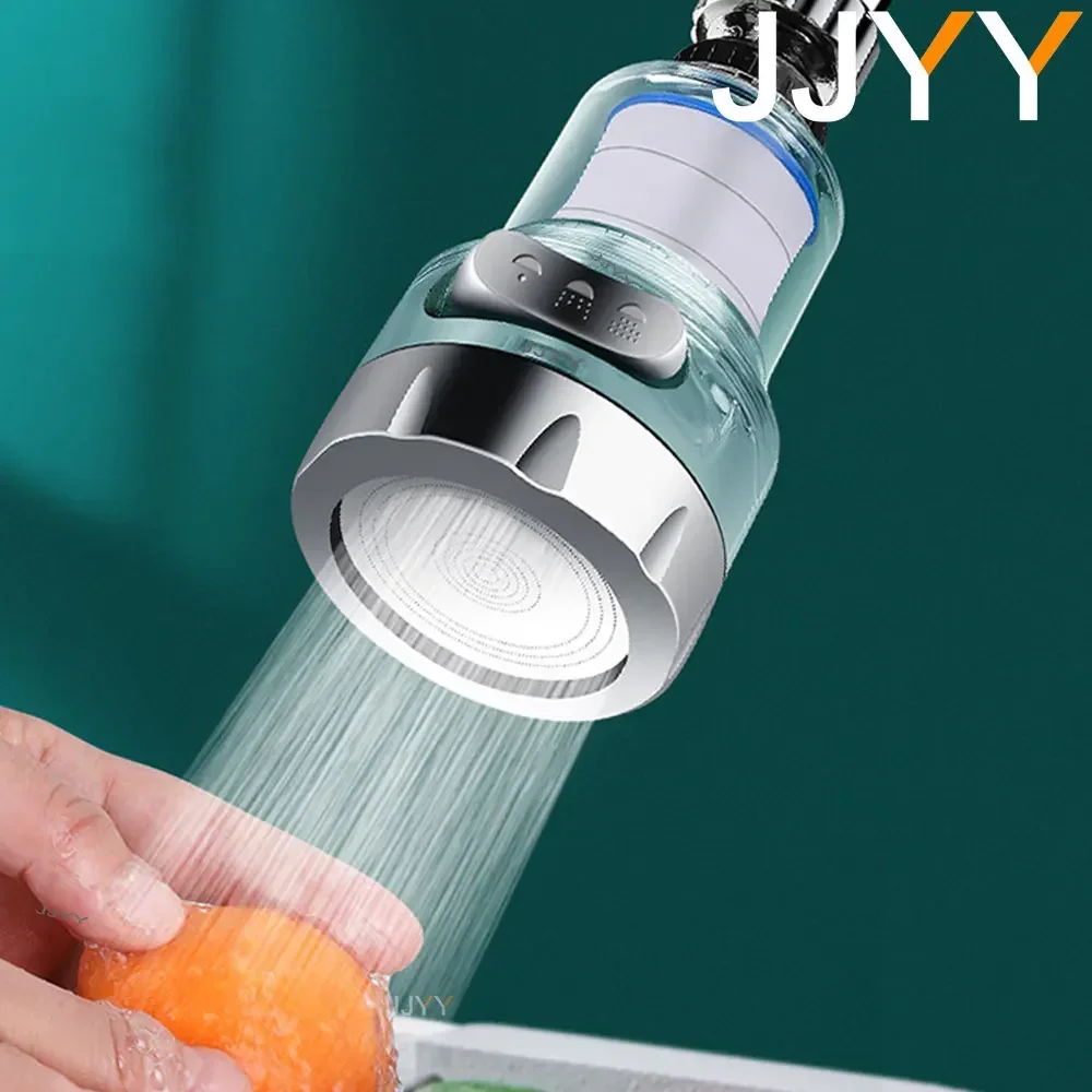 JJYY Rotary Faucet Nozzle Sprayer 360 Degree Home Tap Water Shower Saving Kitchen Faucet Accessory with 3 Water Modes