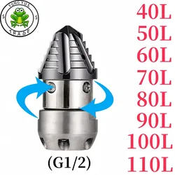 Stainless Steel Sewer Drainage Cleaning Nozzle High Pressure Cleaning Machine Nozzle Pipeline Dredging Tool 1/2 Inch Interface