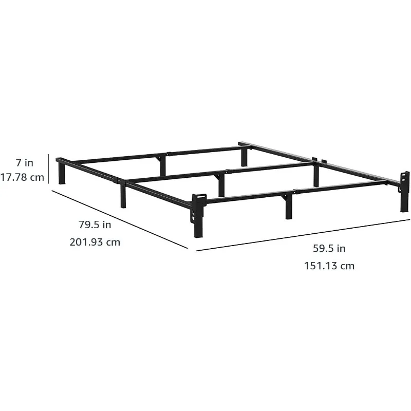 Sturdy Steel Bed Frame for Box Spring and Mattress, Tool-Free Assembly, 79.5