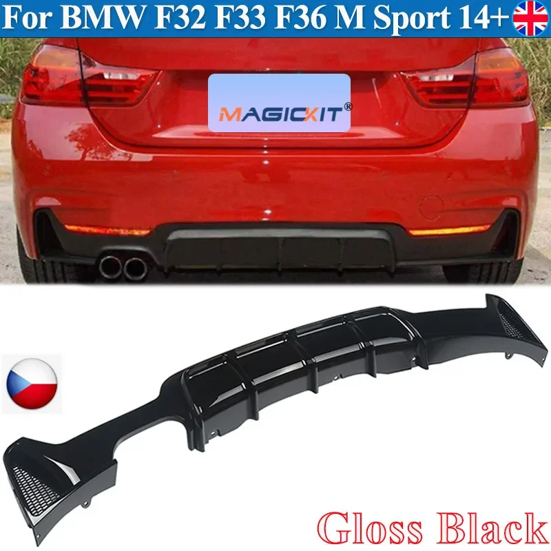 MagicKit FOR BMW 4 SERIES F32 F33 F36 PERFOEMANCE M SPORT REAR DIFFUSER LIP GLOSSY BLACK