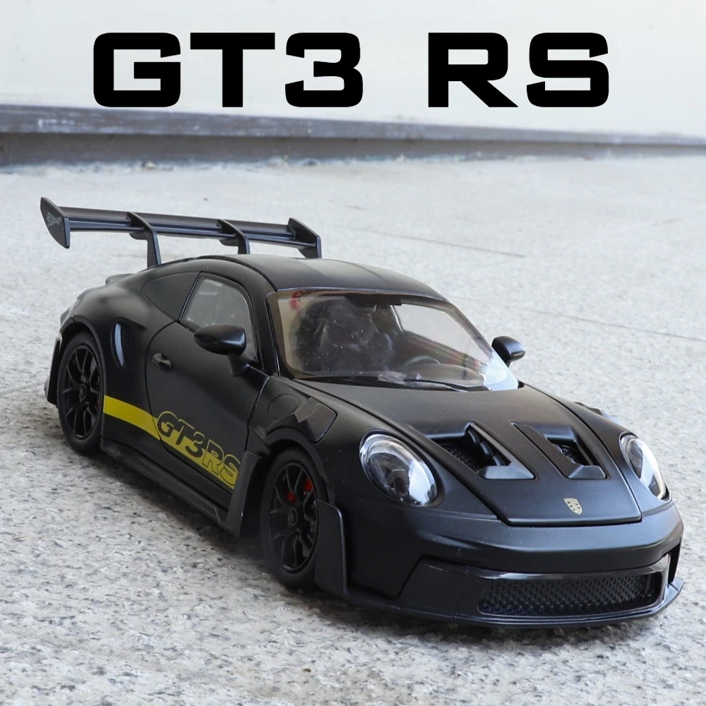 

1:24 911 GT3 Alloy Sports Car Model Toy Front Wheel Steering Sound Light Supercar Miniature Models Children's Interactive Toys