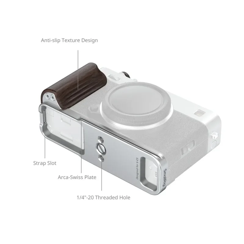 SmallRig L-Shaped Mount Plate for FUJIFILM X-E5 with Wooden Handle Shutter Button Cap Arca-Swiss Quick Release Plate 6236 6237