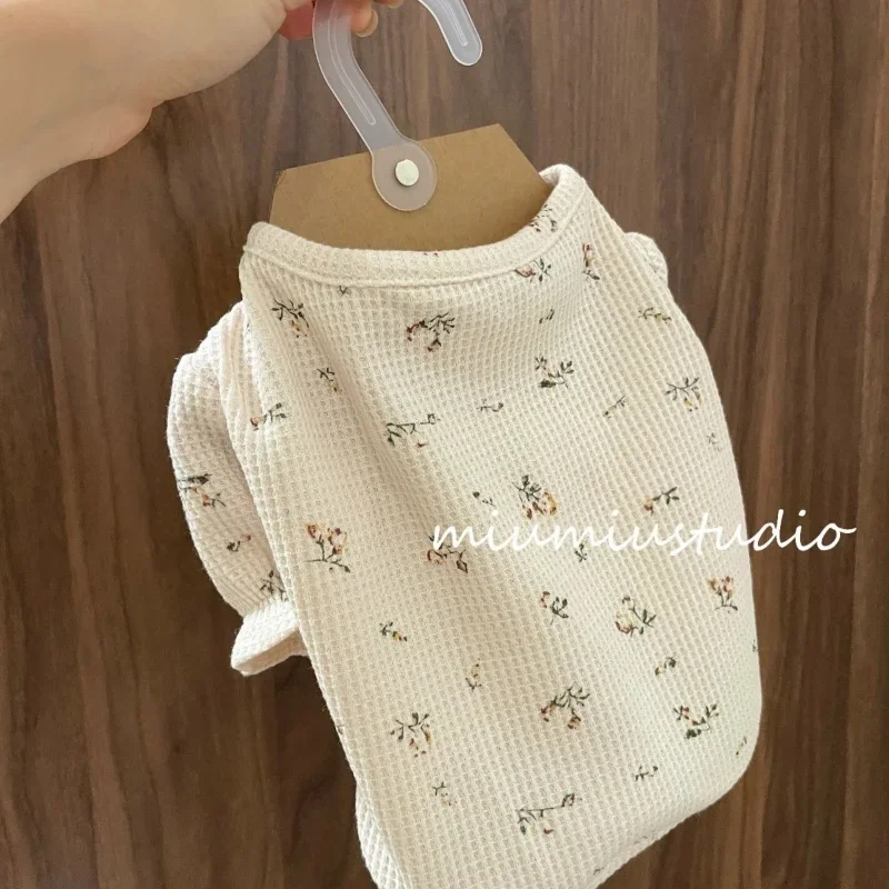 Cardigan floreale t-shirt Pet Dog Clothes Vest for Dogs abbigliamento Cat Small Print Cute Spring Summer Khaki Boy Girl Chihuahua Pet