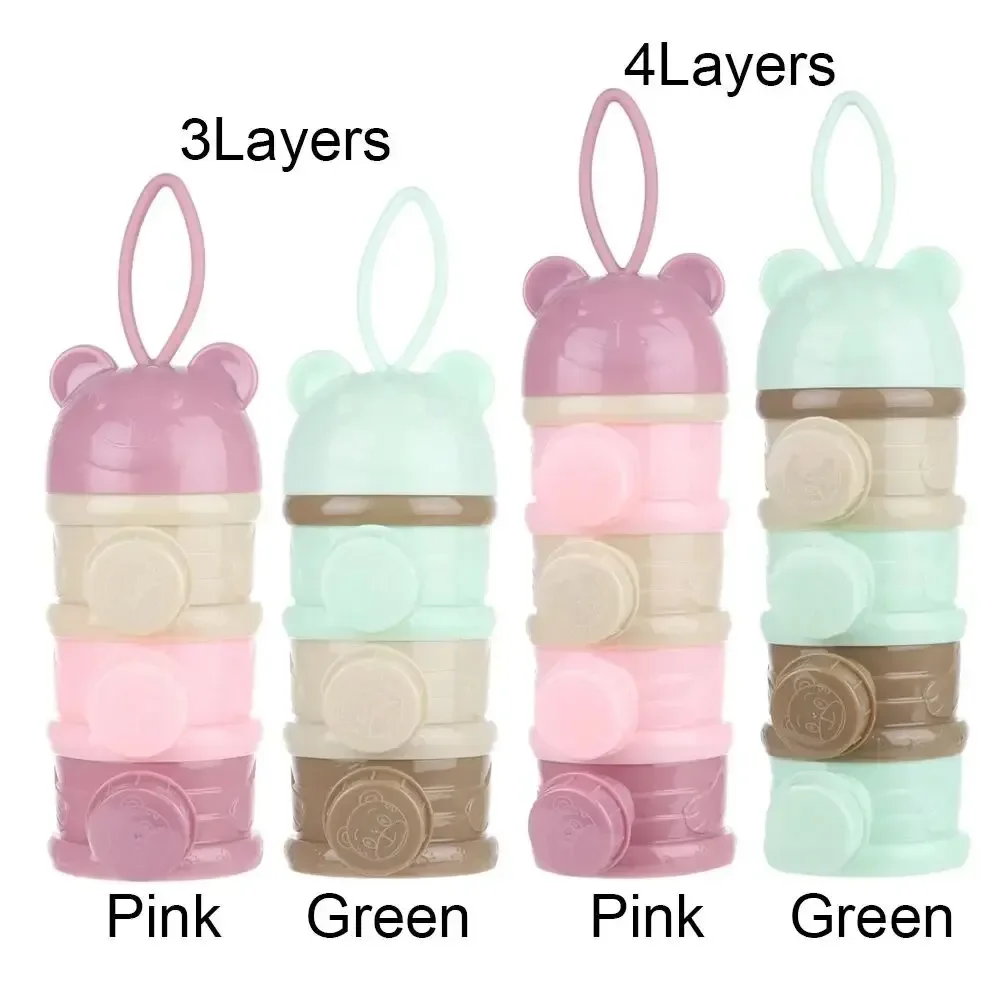 For 1 To 6 Year Olds baby food box Food Container Dispenser, Three/Four Tier Portable Formula Storage Container,Spill-Proof