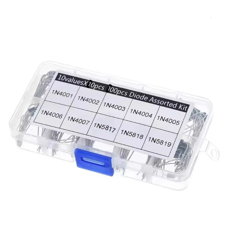 10 specifications of 100 pieces of 1N4001~1N4007, 1N5817, 1N5818, 1N5819 Schottky rectifier diode box set