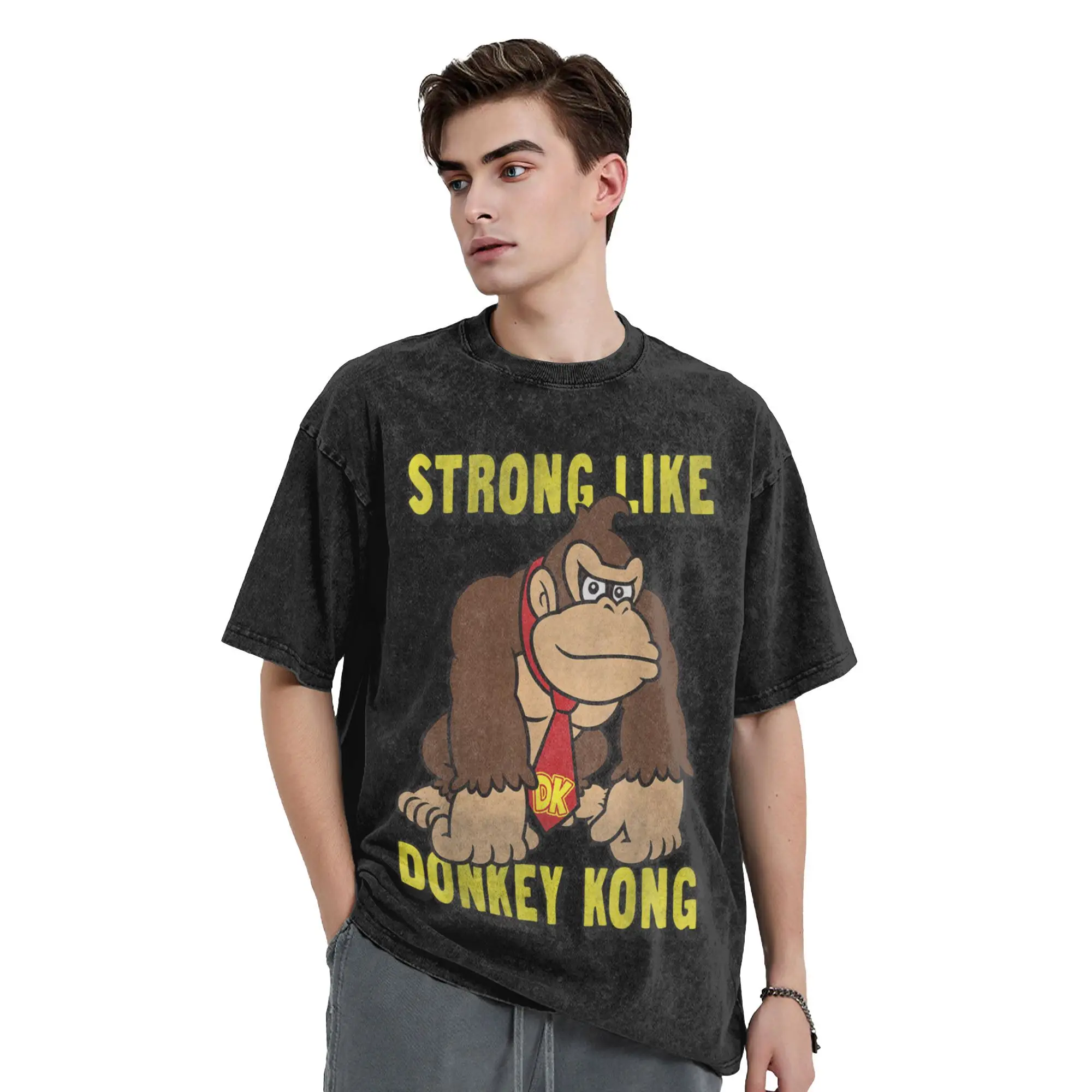 قوي مثل Donkey Kong تي شيرت الجدة تي شيرت قصير الأكمام بلايز جمالية الصيف عادية مريحة المتضخم تي شيرت